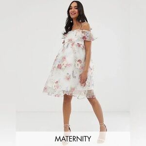 Chi Chi London White Floral Midi Dress